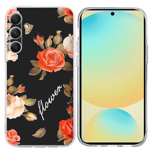 Funda TPU Samsung Galaxy A15 4G/5G Patrón Pintura Colorida (Flores en Negro)