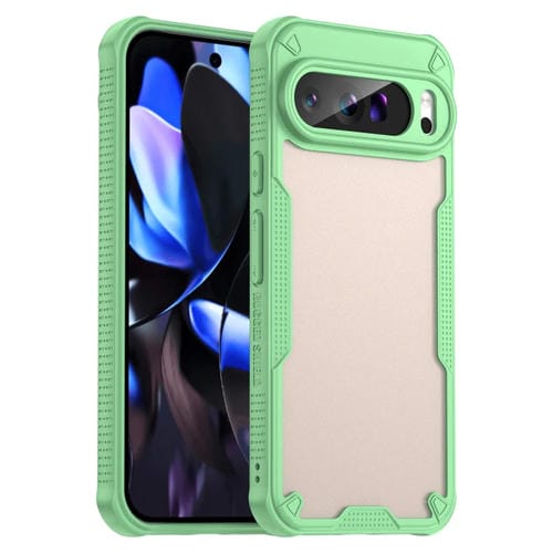 Funda Híbrida TPU y PC para Google Pixel 9 Pro XL con Protección Glaseada (Verde)