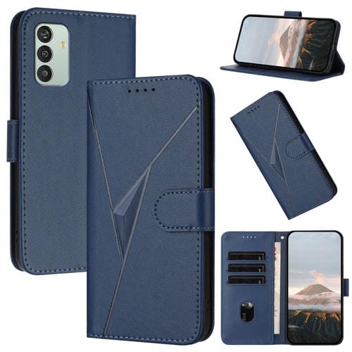 Funda Cuero Samsung Galaxy M13 India F13 Cierre Hebilla Diseño Triangular (Azul Real)