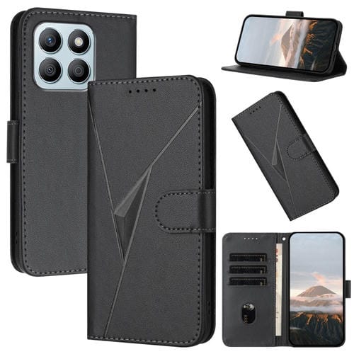 Funda de Cuero con Cierre de Hebilla y Diseño Triangular para Honor X8B (Negro)