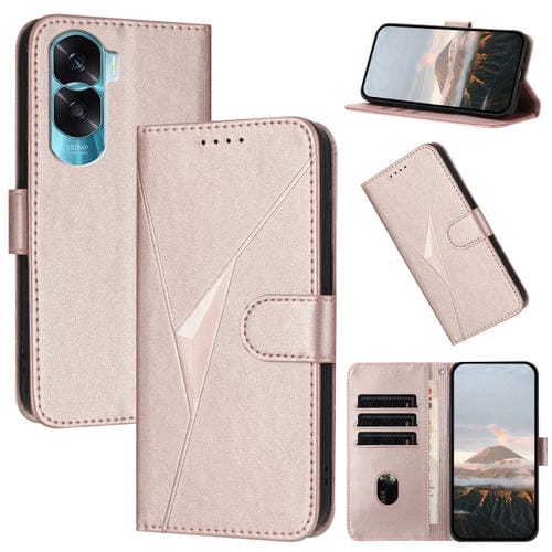 Funda de Cuero con Hebilla y Diseño Triangular para Honor X50I y Honor 90 Lite (Oro Rosa)