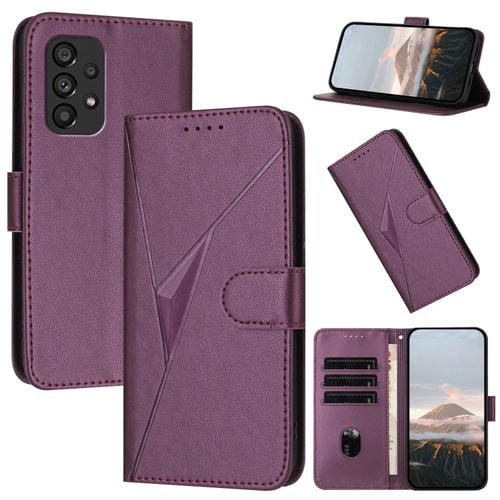 Funda de Cuero Samsung Galaxy A53 5G Cierre de Hebilla Diseño Triangular (Morado Oscuro)