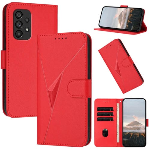 Funda para Samsung Galaxy A53 5G Cuero Cierre Hebilla Diseño Triangular (Rojo)