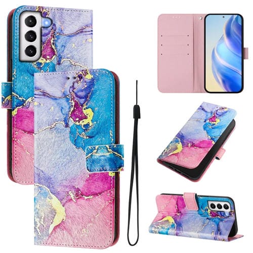 Funda de Cuero para Teléfono Samsung Galaxy S21 5G Patrón Dibujo Artístico (Mármol Colorido)