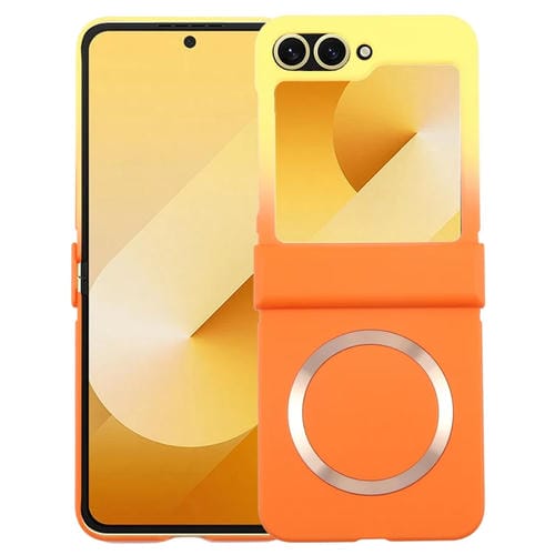 Funda para Teléfono Samsung Galaxy Z Flip5 Policarbonato Líquido Magsafe (Amarillo y Naranja)