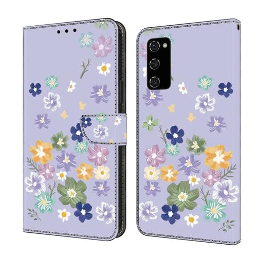 Funda de Cuero para Samsung Galaxy S20 FE Pintada a Mano Floral (Morado)