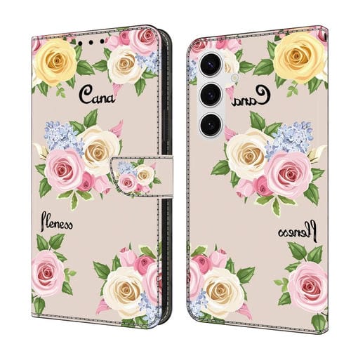 Funda de Piel Samsung Galaxy A15 5G Pintada a Mano Flores de Colores