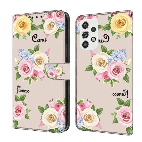 Funda de Cuero Samsung Galaxy A33 5G Pintada a Mano Flores de Colores