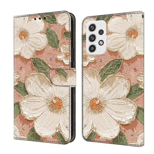 Funda de Piel para Samsung Galaxy A53 5G Pintada a Mano (Girasol)