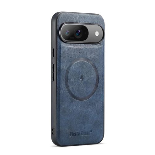 Funda Magnética Fierre Shann para Google Pixel 9 Pro XL con Textura de Piel de Vaca (Azul)