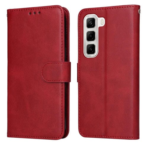 Funda Piel Sintética con Tapa Textura Clásica Becerro para Infinix Hot 50 4G (Roja)