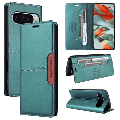 Funda de Cuero Antirrobo RFID Gqutrobe G01 para Google Pixel 9 Pro XL (Verde)