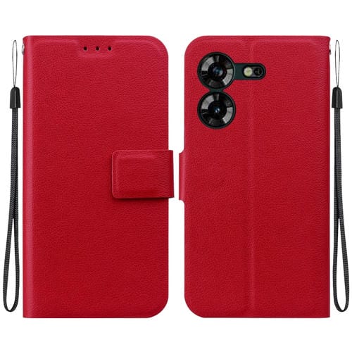 Funda de Cuero Ultradelgada con Hebilla Magnética para Teléfono Tecno Pova 5 (Rojo)