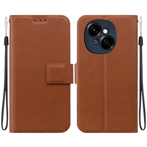Funda de Cuero con Hebilla Magnética Ultrafina para Teléfono Tecno Spark Go 1 Pop 9 Pro (Marrón)