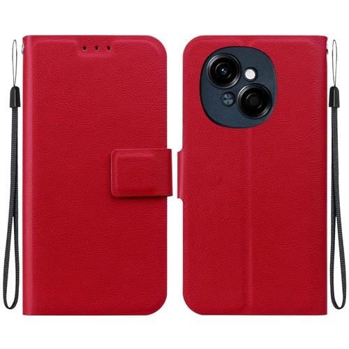 Funda de Cuero Ultradelgada con Hebilla Magnética para Tecno Spark Go 1 y Pop 9 Pro (Rojo)