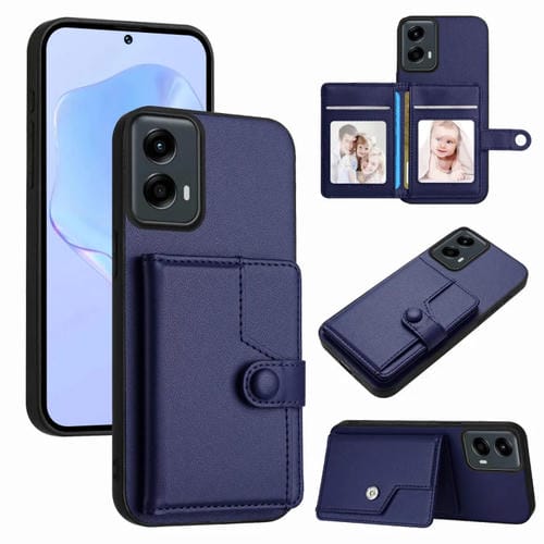 Funda Antirrobo con Botón y Tarjetero RFID para Motorola Moto G 5G (2024) (Azul)
