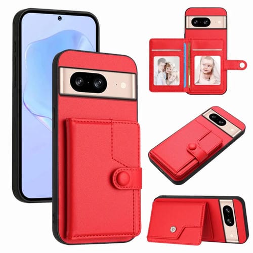 Funda Antirrobo para Google Pixel 8 con Botón y Tarjetero RFID (Roja)