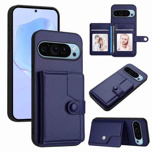 Funda Antirrobo para Google Pixel 9 con Botón y Tarjetero RFID (Azul)