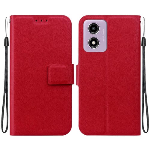 Funda de Cuero Ultrafina con Hebilla Magnética para Motorola Moto E14 y Moto G04S (Rojo)