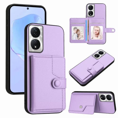 Funda Antirrobo Rfid para Honor X7B Play 8T 5G con Botón para Tarjeta (Morado)