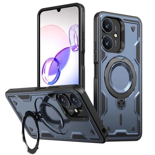 Funda híbrida de TPU con soporte de anillo MagSafe para Redmi 13C 5G (azul)