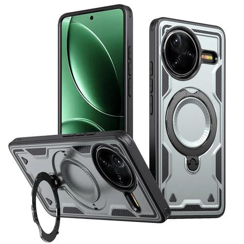 Funda híbrida de TPU con soporte MagSafe para Redmi K80/K80 Pro (gris)