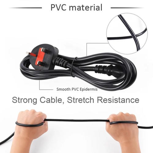 Cable de Alimentación para Ordenador con Enchufe Británico de 3 Pines, 5 Metros (Negro)