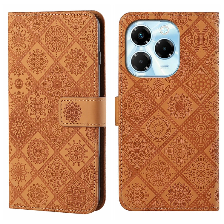 Funda de Cuero Infinix Note 40X 5G con Patrón en Relieve Estilo Étnico (Marrón)