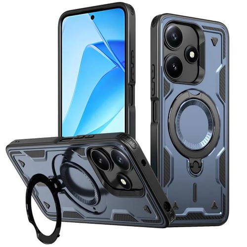 Funda híbrida de TPU con soporte para anillo MagSafe para Xiaomi Poco M6 Pro 5G (azul)