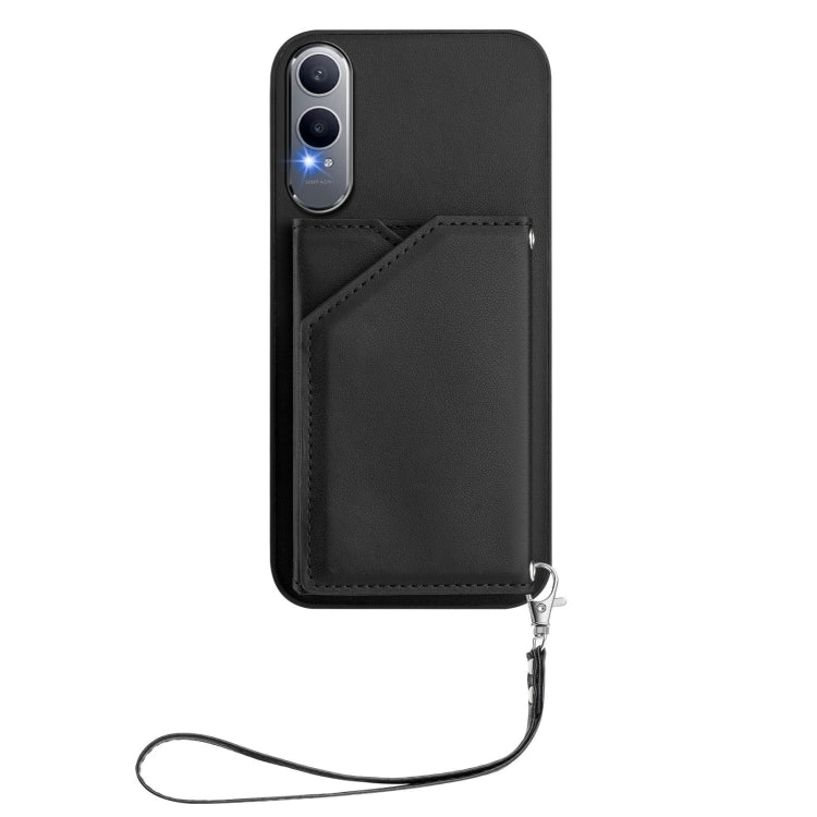 Funda para OnePlus Nord CE4 Lite 5G con 4 Ranuras para Tarjetas y Correa (Negra)