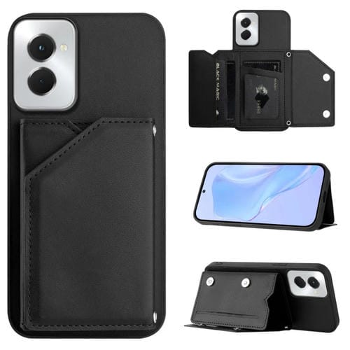 Funda para Motorola Moto G Play 2024 5G con 4 Ranuras para Tarjetas y Correa (Negro)