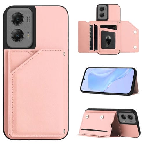 Funda para Motorola Moto G Stylus 5G (2024) con 4 Ranuras para Tarjetas y Correa (Rosa)