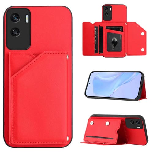 Funda para Teléfono Honor X50I/90 Lite con 4 Ranuras para Tarjetas y Correa (Rojo)