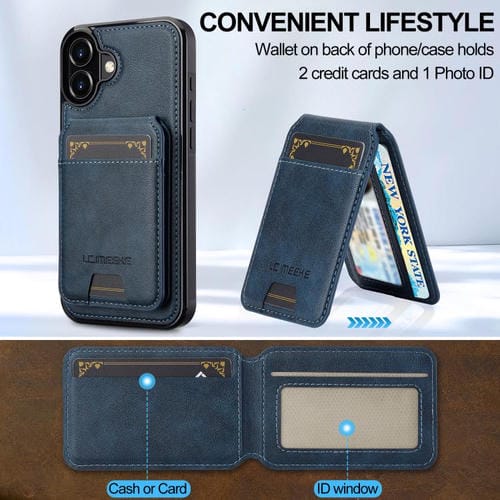Funda para iPhone 17 LC.IMEEKE L3 con tarjetero RFID desmontable y Magsafe (azul)