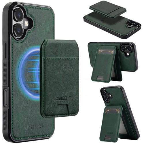 Funda para iPhone 17 LC.IMEEKE L3 con tarjetero RFID desmontable y Magsafe (verde)