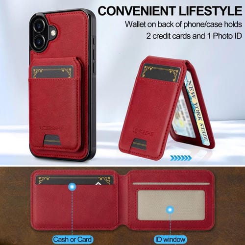 Funda para iPhone 17 LC.IMEEKE L3 con tarjetero RFID desmontable y Magsafe (roja)