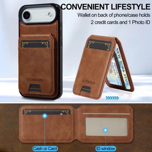 Funda para iPhone 17 Air LC.IMEEKE L3 Series con tarjetero RFID desmontable y Magsafe (marrón)