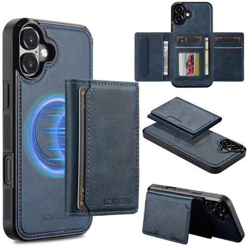 Funda para iPhone 17 LC.IMEEKE L5 con tarjetero RFID desmontable y Magsafe (azul)