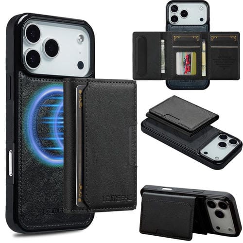 Funda para iPhone 17 Pro LC.IMEEKE L5 con tarjetero RFID desmontable y Magsafe (negra)