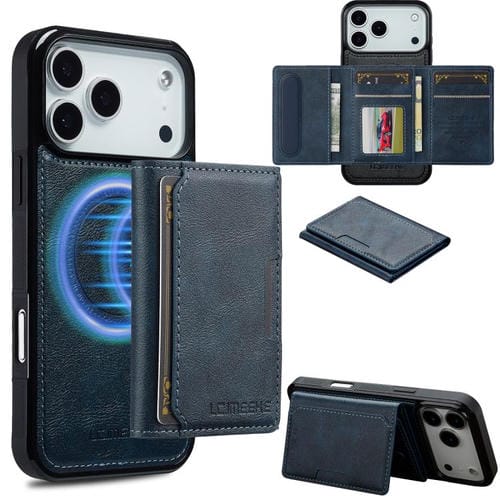Funda para iPhone 17 Pro LC.IMEEKE L5 con tarjetero RFID desmontable y Magsafe (azul)