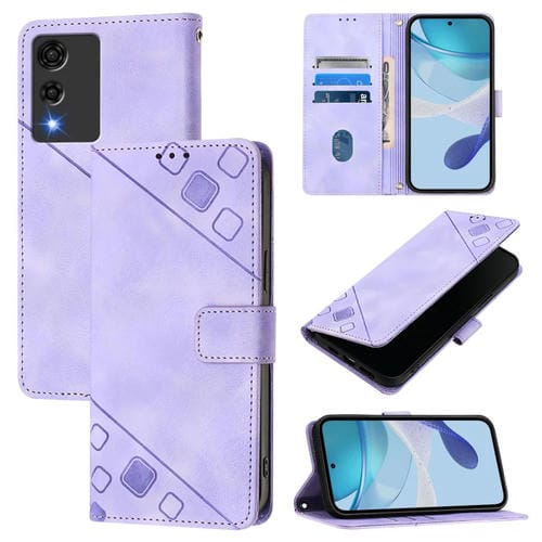 Funda de Piel con Relieve para Teléfono Cubot A10 (Morado Claro)