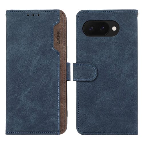 Funda de Cuero con Bloqueo Magnético RFID para Google Pixel 9A Abeel (Azul-Marrón)
