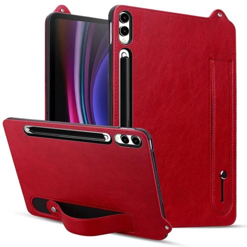 Funda para Tablet Samsung Galaxy Tab S10+ S9+ S8+ Piel Sintética TPU Correa (Roja)