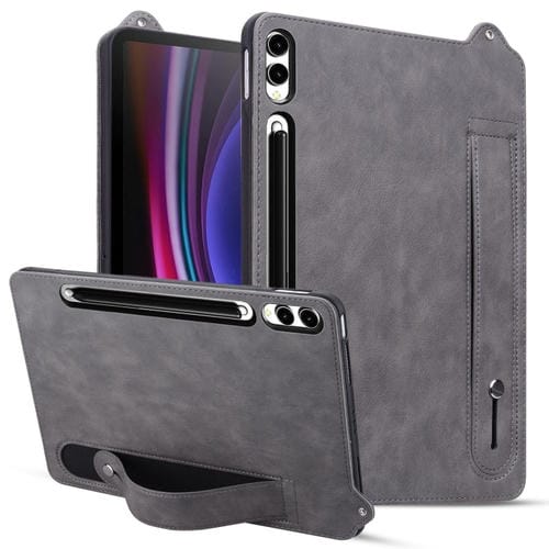 Funda para Samsung Galaxy Tab S10 Ultra S9 Ultra Piel Sintética TPU Correa (Gris)