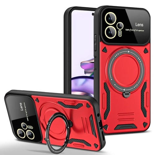 Funda para Teléfono Motorola Moto G13 con Soporte Magsafe y Ventana Grande (Rojo)