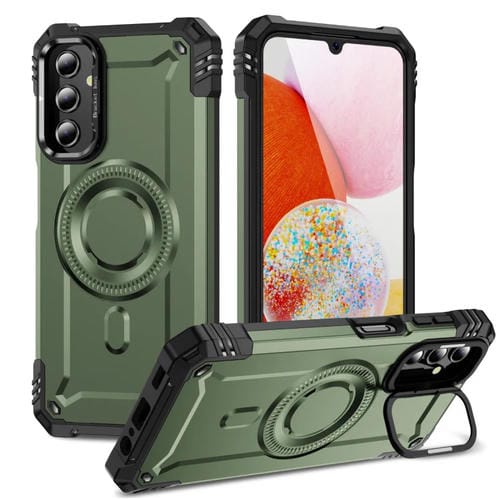 Estuche para Teléfono Samsung Galaxy A14 5G/4G con Soporte para Lente Magsafe (Verde Militar)