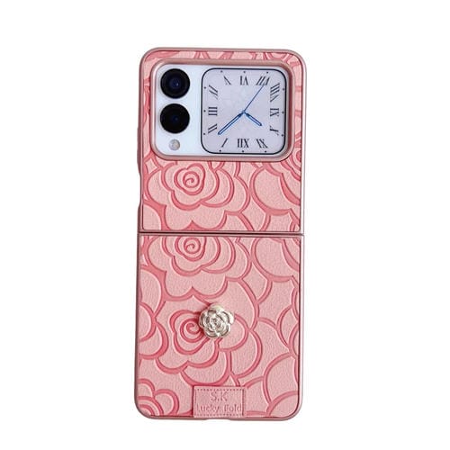 Funda para Teléfono Huawei Nova Flip Diseño de Cuadros 3D Camelia (Rosa)