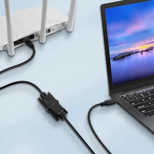 Cable Adaptador DB9 a RJ9 4P4C RS232 con Cabezal de Cristal Telefónico, Longitud 1,8 m (Negro)