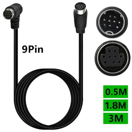 Cable Adaptador Tv Box 9 Pines Macho a Hembra Mini Din Curvo 1,8 Metros (Negro)