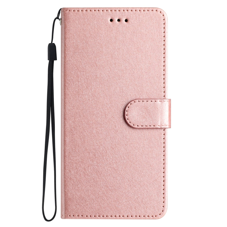 Funda de Cuero con Tapa Horizontal y Textura de Seda para OnePlus 13 (Oro Rosa)